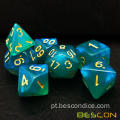 Bescon Moonstone Dice Conjunto de pavão azul, bescon poliedral RPG Dice Conjunto Moonstone Efeito